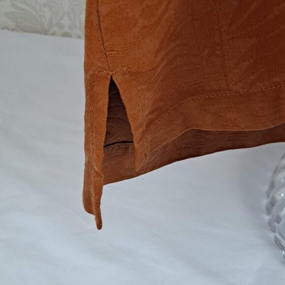 Tommy Bahama Size Large 100% Silk Rust Color Button Front Short Sleeve Shirt - Picture 4 of 13